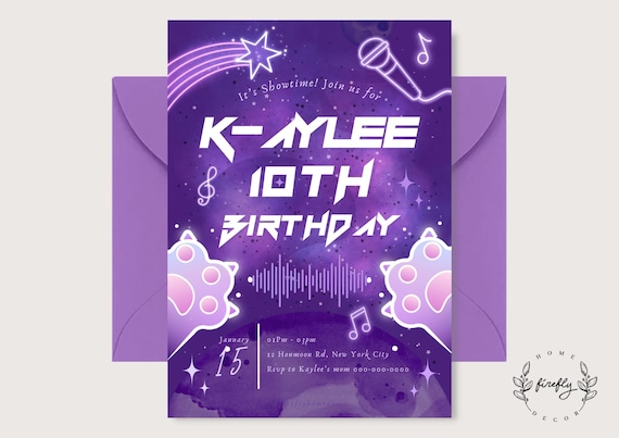 K-Pop Birthday Girl Invitation Girl Birthday Kpop Hunters Party Birthday Invitation - Printable Digital Art CUSTOM DOWNLOAD