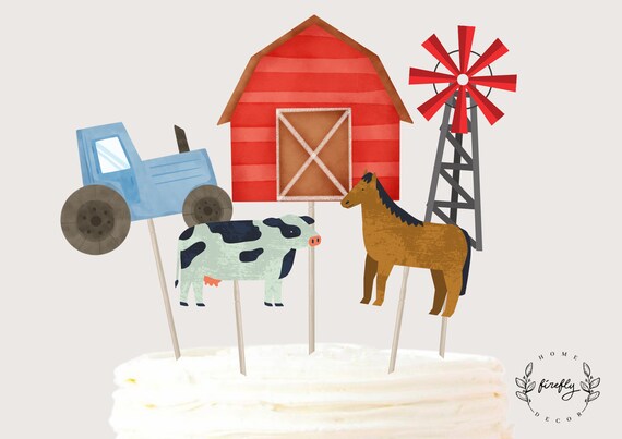 Farm Cake Topper Boys Centerpieces Birthday Cake Topper Table Party Decorations -  Printable Digital Art INSTANT DOWNLOAD