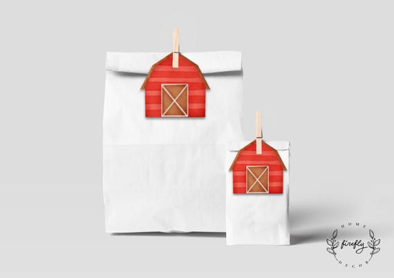 Farm Favor Tags Boys Birthday Favors Thank You Tags Farm Party Decorations - Printable Digital Art INSTANT DOWNLOAD
