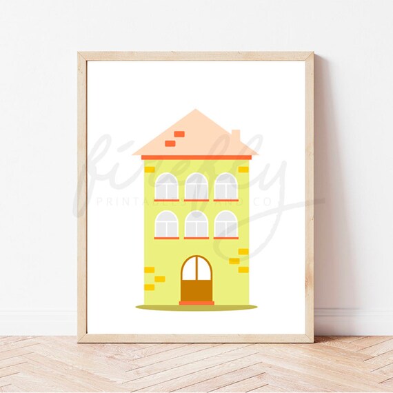 Apartment Yellow and Peach - Nursery Wall Art Decor Kids Bedroom Printable Digital Art INSTANT DOWNLOAD