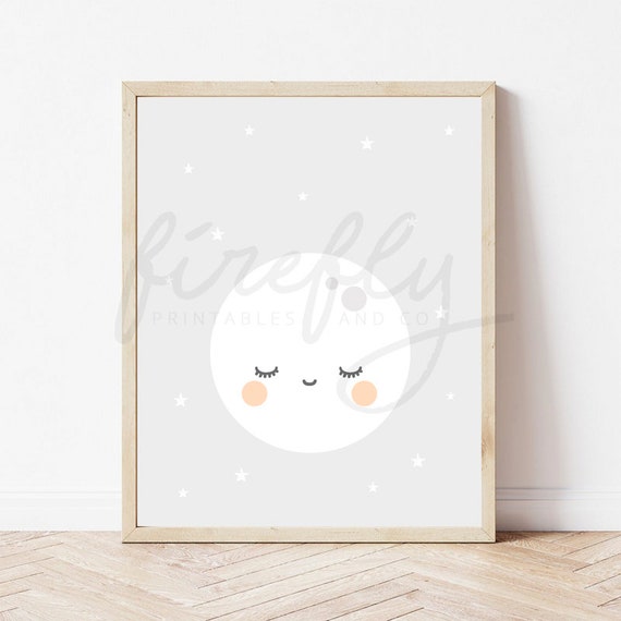 Moon Grey - Nursery Wall Art Decor Kids Bedroom Printable Digital Art INSTANT DOWNLOAD