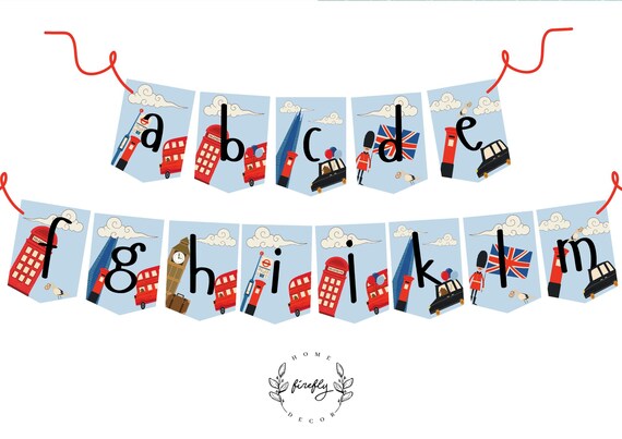 London Bear Cub ABC Numbers Banner Boys Peru Bear Birthday Banner Party Decorations - Printable Digital Art INSTANT DOWNLOAD