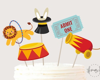 Circus Carnival Cake Topper Boys Centerpieces Birthday Cake Topper Table Party Decorations -  Printable Digital Art INSTANT DOWNLOAD