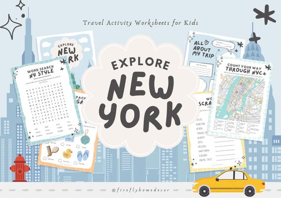 47 New York Activity Worksheets for Kids | Printable NYC Games | Educational Coloring Pages Ages 4-10 (Designed for Boys)