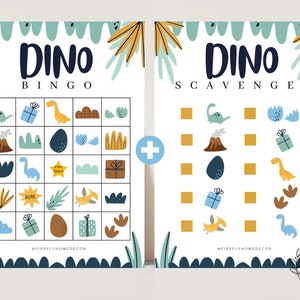 Dinosaur Bingo / Scavenger Hunt Checklist Game Boys Party Birthday Activity - Printable Digital Art INSTANT DOWNLOAD