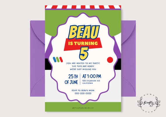 Toys Party Astronaut Birthday Invitation Girl/ Boy Toys Party Astronaut Birthday Invitation - Printable Digital Art CUSTOM DOWNLOAD