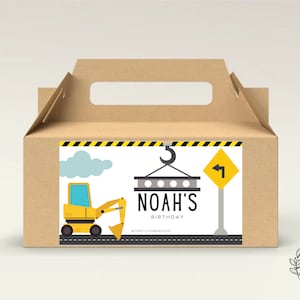 Construction Birthday Party Gable Box Favor Label Boys Gift Box Label Tags Party Decorations - Printable Digital Art CUSTOM DOWNLOAD