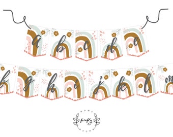 Boho ABC Numbers Banner Girl Boho Birthday Banner Party Decorations - Printable Digital Art INSTANT DOWNLOAD
