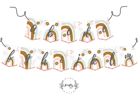 Boho ABC Numbers Banner Girl Boho Birthday Banner Party Decorations - Printable Digital Art INSTANT DOWNLOAD