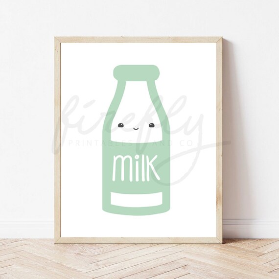 Milk Bottle Mint - Nursery Wall Art Decor Kids Bedroom Printable Digital Art INSTANT DOWNLOAD