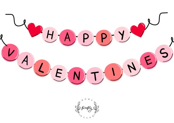 Friendship Bracelet Valentine's Day Banner Happy Valentines Birthday Party Banner Party Decorations - Printable Digital Art INSTANT DOWNLOAD