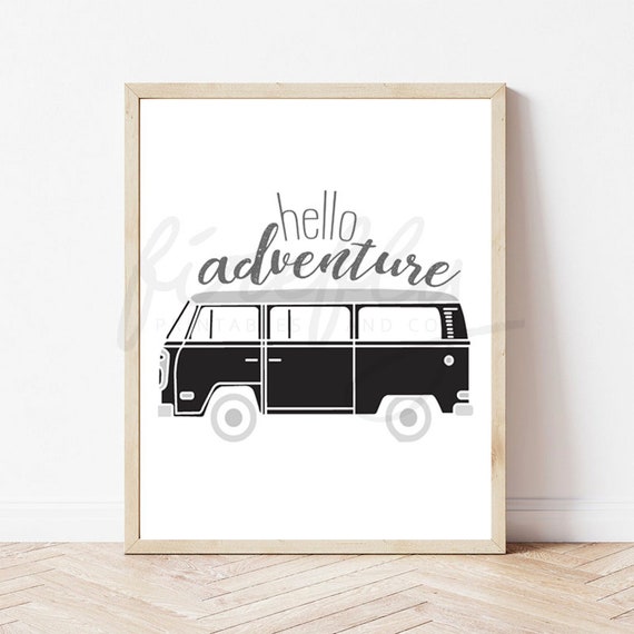 Hello Adventure Combi Black - Nursery Wall Art Decor Kids Bedroom Printable Digital Art INSTANT DOWNLOAD