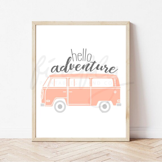 Hello Adventure Combi Coral - Nursery Wall Art Decor Kids Bedroom Printable Digital Art INSTANT DOWNLOAD