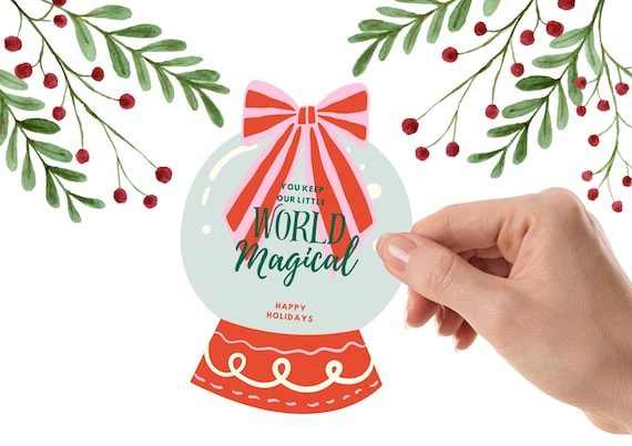 Snow Globe Holidays Teacher Gift Card - Teacher Christmas - Gift Card Holder - Printable Digital Art INSTANT DOWNLOAD