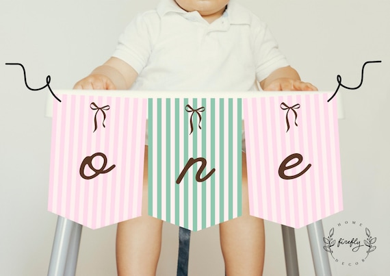 Pickleball Club Party Highchair Banner 1st First Birthday Girl ONE Birthday Party Decorations - Printable Digital Art INSTANT DOWNLOAD