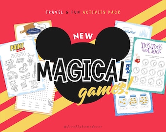 48 Printable Games W/Solution Activity for Family Road Trip, Flying, or Waiting in Line at Parks - Printable Digital INSTANT DOWNLOAD