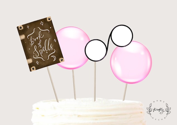 Wizard Green and Pink Witch Cake Topper Girl Centerpieces Birthday Topper Table Party Decorations - Printable Digital Art INSTANT DOWNLOAD