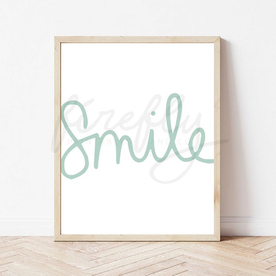 Smile Acqua - Nursery Wall Art Decor Kids Bedroom Printable Digital Art INSTANT DOWNLOAD