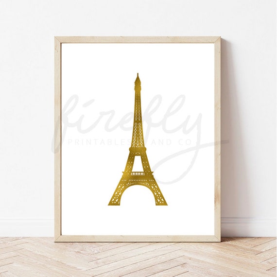 Eiffel Tower Faux Gold Foil - Nursery Wall Art Decor Kids Bedroom Printable Digital Art INSTANT DOWNLOAD
