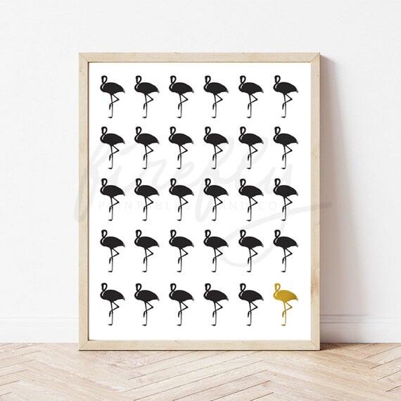 Flamingo Palette Black - Nursery Wall Art Decor Kids Bedroom Printable Digital Art INSTANT DOWNLOAD