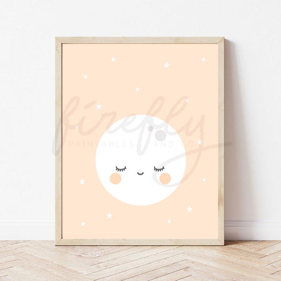 Moon Peach - Nursery Wall Art Decor Kids Bedroom Printable Digital Art INSTANT DOWNLOAD