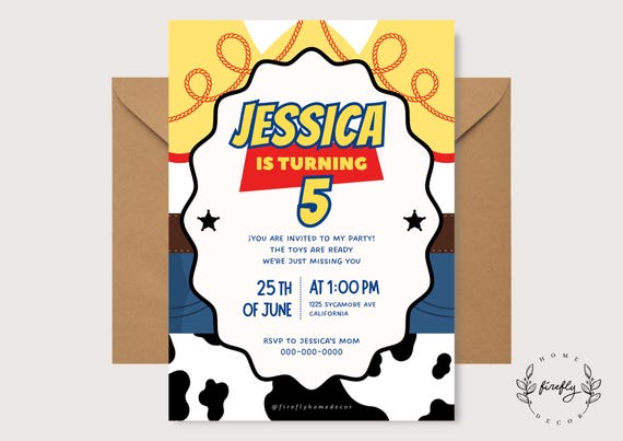 Toys Party Cowgirl Birthday Invitation Girl Toys Party Cowgirl Birthday Invitation - Printable Digital Art CUSTOM DOWNLOAD