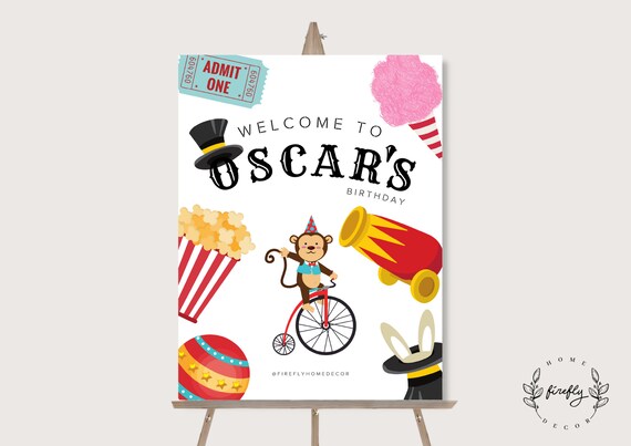 Circus Birthday Welcome Sign Boys Circus Birthday Party Decorations - Printable Digital Art CUSTOM DOWNLOAD