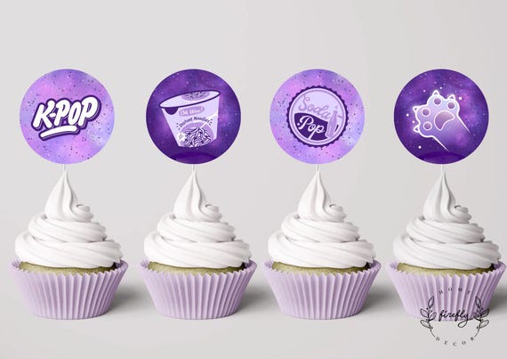 K-Pop Cupcake Topper Birthday Girl Cupcake Topper Birthday Kpop Hunters Party Decoration - Printable Digital Art INSTANT DOWNLOAD