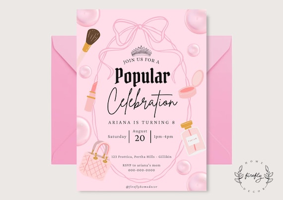 Wizard Pink Witch Birthday Invitation Girl Pink Witch Party Birthday Invitation - Printable Digital Art CUSTOM DOWNLOAD