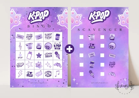 K-Pop Bingo / Scavenger Hunt Checklist Game Girl Kpop Hunters Party Birthday Activity - Printable Digital Art CUSTOM DOWNLOAD
