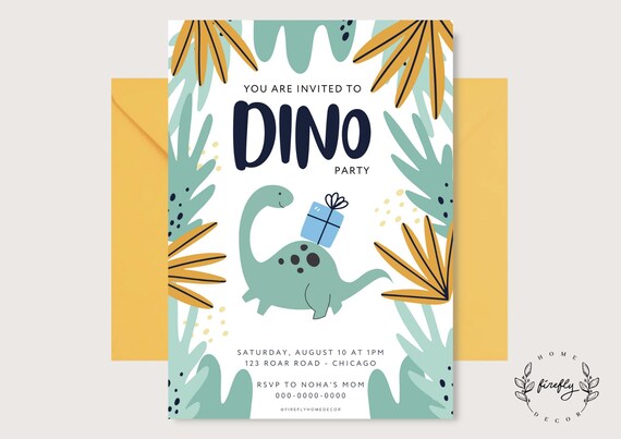 Dinosaur Birthday Invitation Boys Party Birthday Invitation - Printable Digital Art CUSTOM DOWNLOAD