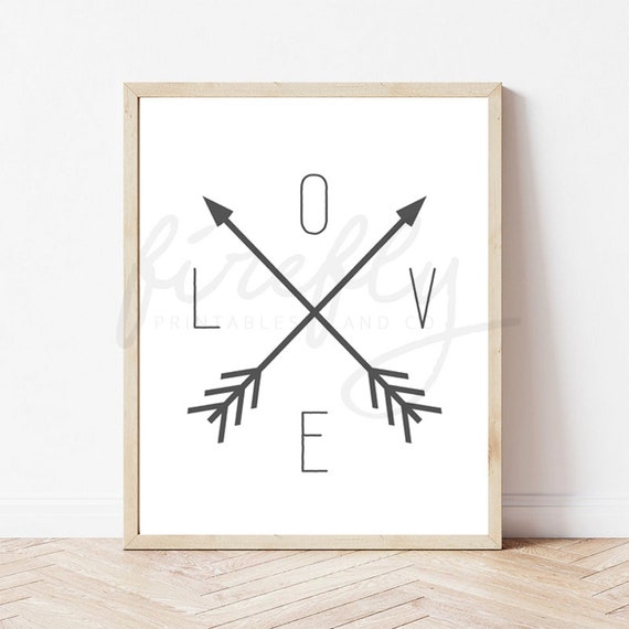 Love Arrow Dark Grey - Nursery Wall Art Decor Kids Bedroom Printable Digital Art INSTANT DOWNLOAD