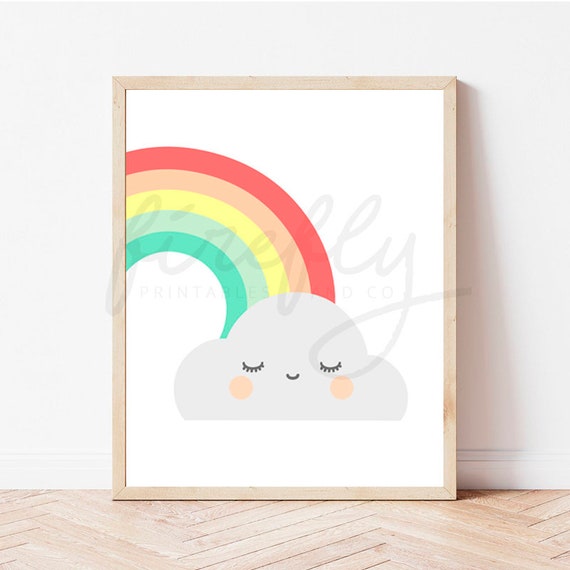 Rainbow & Cloud - Nursery Wall Art Decor Kids Bedroom Printable Digital Art INSTANT DOWNLOAD