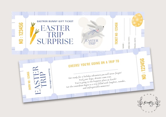 Surprise Tickets - Vacation Reveal - Magical Trip - Easter Gift for Kids - Easter Gift Ticket - Printable Digital Art INSTANT DOWNLOAD