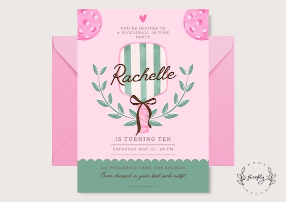 Pickleball Club Party Birthday Invitation Girl Pickleball Club Party Birthday Invitation - Printable Digital Art CUSTOM DOWNLOAD