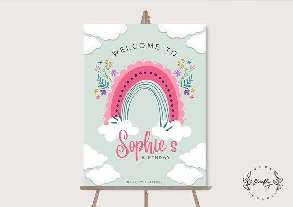 Unicorn Birthday Welcome Sign Girl Unicorn Birthday Party Decorations - Printable Digital Art CUSTOM DOWNLOAD
