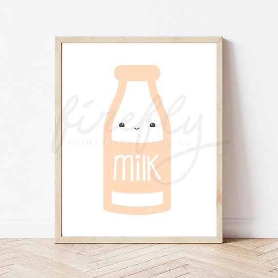 Milk Bottle Pink - Nursery Wall Art Decor Kids Bedroom Printable Digital Art INSTANT DOWNLOAD