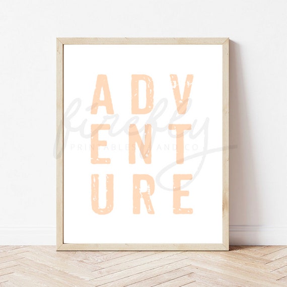 Adventure Peach - Nursery Wall Art Decor Kids Bedroom Printable Digital Art INSTANT DOWNLOAD