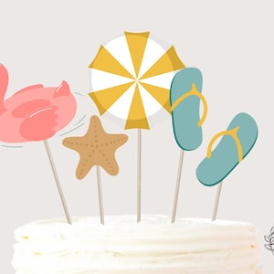 Pool Party Cake Topper Girl Centerpieces Birthday Cake Topper Table Party Decorations -  Printable Digital Art INSTANT DOWNLOAD