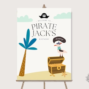 Pirate Birthday Welcome Sign Boys Pirate Birthday Party Decorations - Printable Digital Art CUSTOM DOWNLOAD