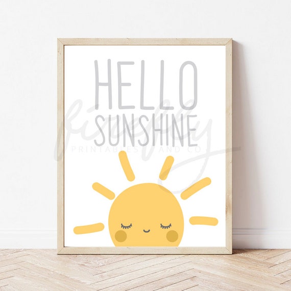 Hello Sunshine & Sun - Nursery Wall Art Decor Kids Bedroom Printable Digital Art INSTANT DOWNLOAD