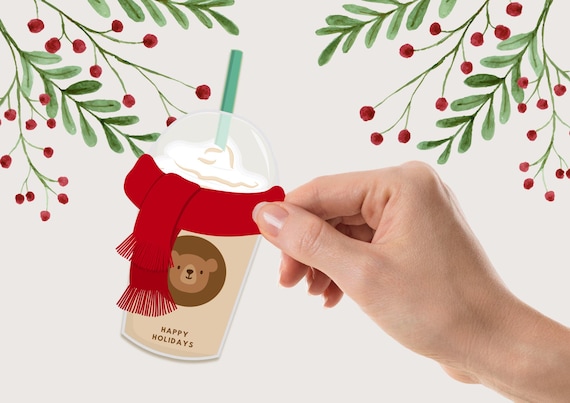 Bear Cub Coffee Lobears Cup Holidays Teacher Gift Card - Teacher Christmas - Gift Card Holder - Printable Digital Art INSTANT DOWNLOAD