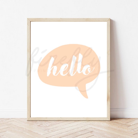 Hello Pink - Nursery Wall Art Decor Kids Bedroom Printable Digital Art INSTANT DOWNLOAD
