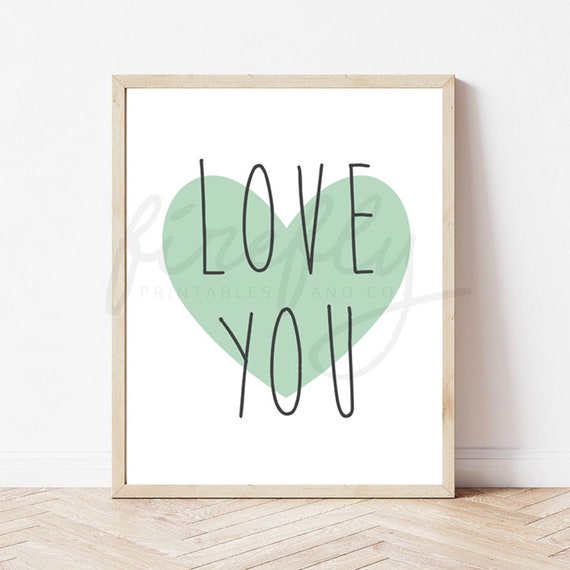Love You Mint - Nursery Wall Art Decor Kids Bedroom Printable Digital Art INSTANT DOWNLOAD