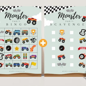 Monster Truck Bingo / Scavenger Hunt Checklist Game Boys Party Birthday Activity - Printable Digital Art INSTANT DOWNLOAD