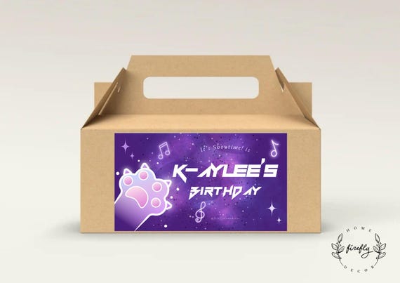 K-Pop Birthday Girl Party Gable Box Favor Label Kpop Hunters Gift Label Tags Party Decorations - Printable Digital Art CUSTOM DOWNLOAD
