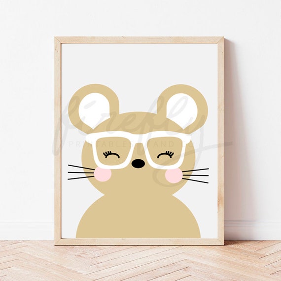Mouse Brown & Eye Glasses White - Star Wars Nursery Wall Art Decor Kids Bedroom Printable Digital Art INSTANT DOWNLOAD