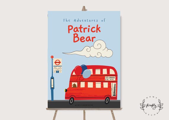 London Bear Cub Birthday Welcome Sign Boys Spider Peru Bear Birthday Party Decorations - Printable Digital Art CUSTOM DOWNLOAD