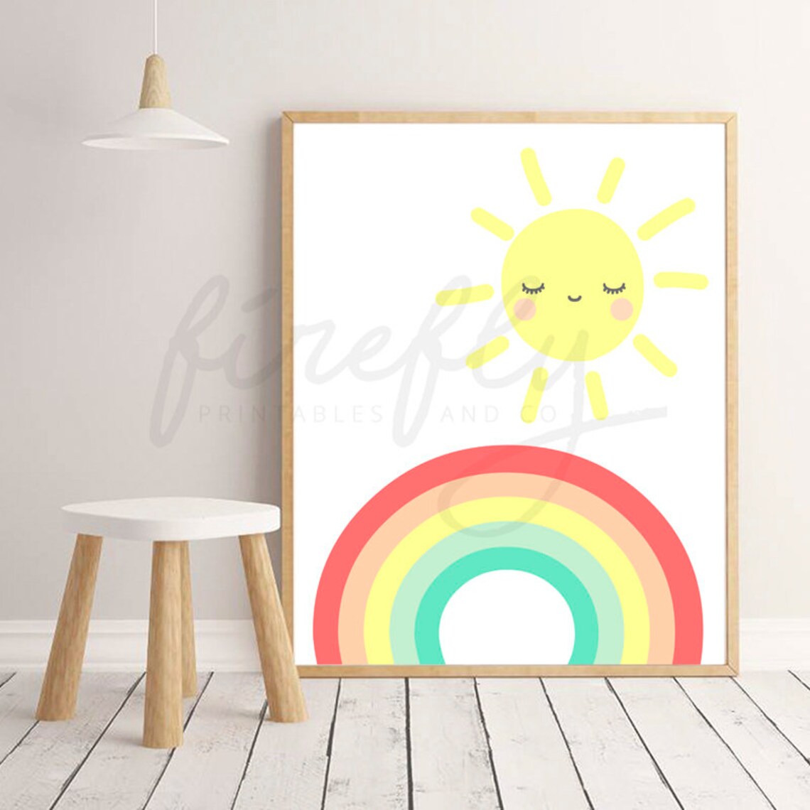 Rainbow & Sun Nursery Wall Art Decor Kids Bedroom Printable Etsy