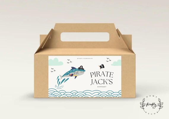 Pirate Birthday Party Gable Box Favor Label Boys Gift Box Label Tags Party Decorations - Printable Digital Art CUSTOM DOWNLOAD